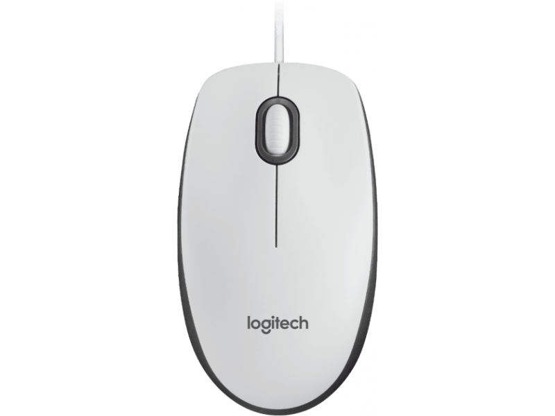 Жична оптична мишка LOGITECH M100, USB, Бял