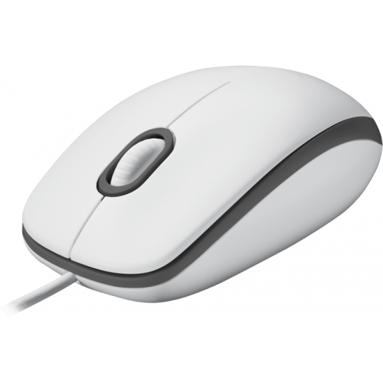 Жична оптична мишка LOGITECH M100, USB, Бял
