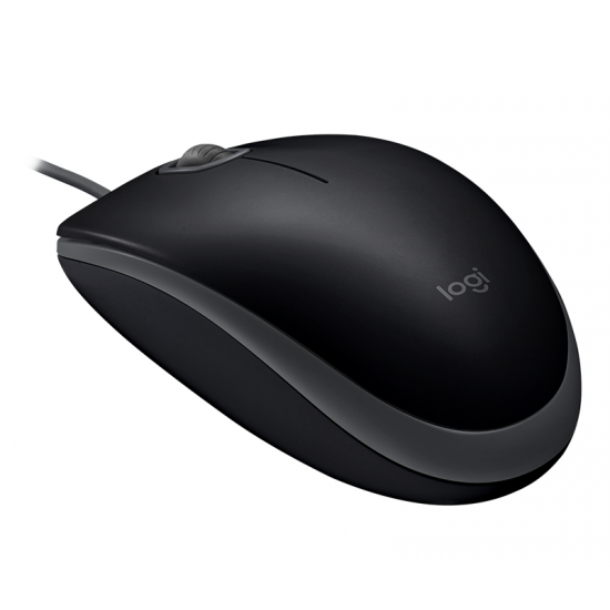 Жична оптична мишка LOGITECH B110, Тиха, Черен, USB