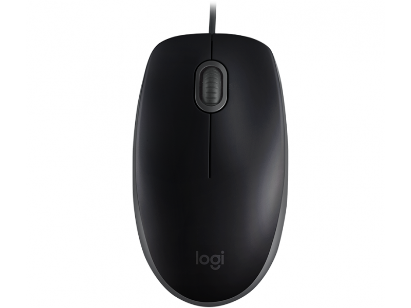 Жична оптична мишка LOGITECH B110, Тиха, Черен, USB