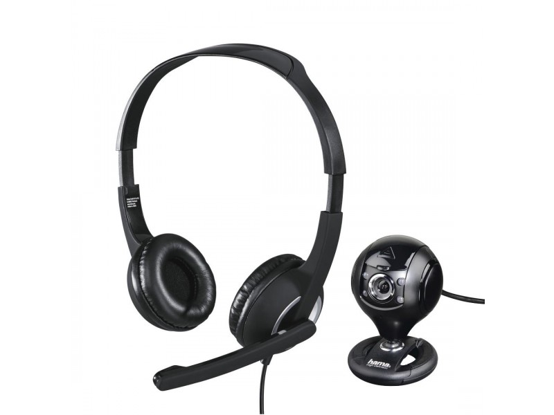 Комплект за стрийминг HAMA HS-P150, Слушалки с микрофон, Камера Spy Protect 720P, Черен