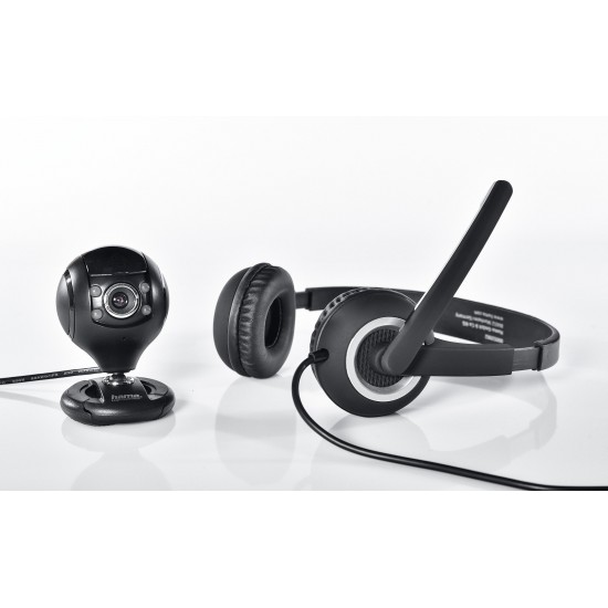 Комплект за стрийминг HAMA HS-P150, Слушалки с микрофон, Камера Spy Protect 720P, Черен