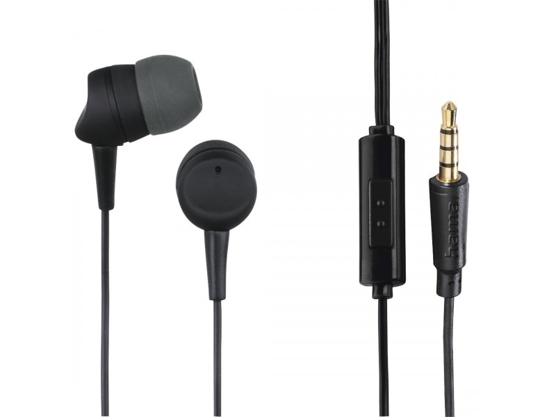 Слушалки с микрофон HAMA Kooky, 3.5 mm, In-Ear, Siri, Google Assistant, Черен
