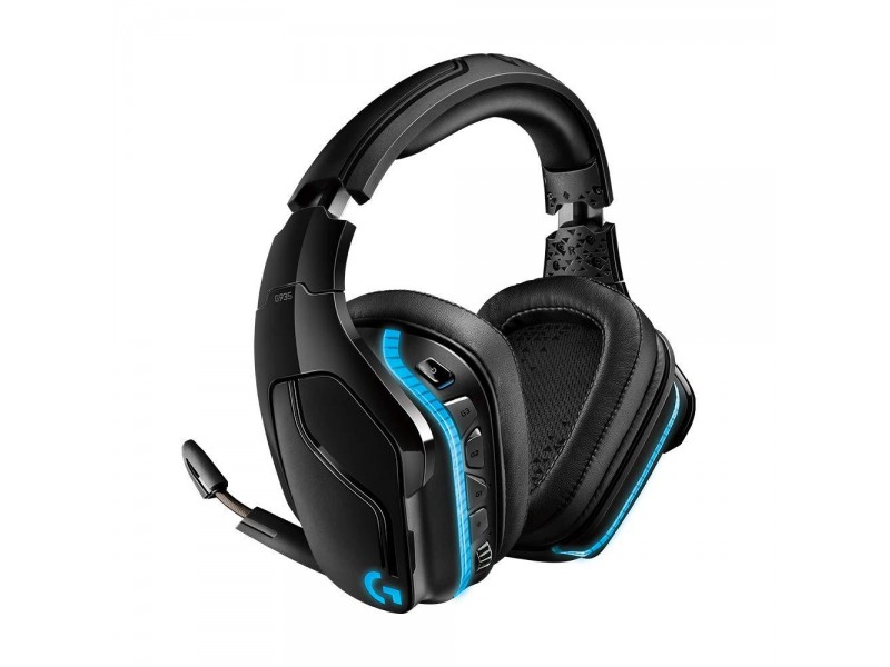 Геймърски слушалки Logitech, G935 7.1 Wireless 7.1 Surround Lightsync, Безжични, Черни