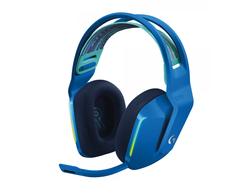 Геймърски слушалки Logitech G733 Blue Lightspeed Wireless RGB, Микрофон, Сини