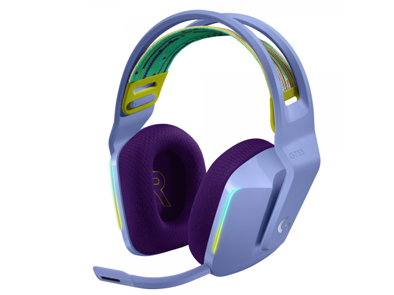 Геймърски слушалки Logitech G733 Lilac Lightspeed Wireless RGB, Микрофон, Лилави
