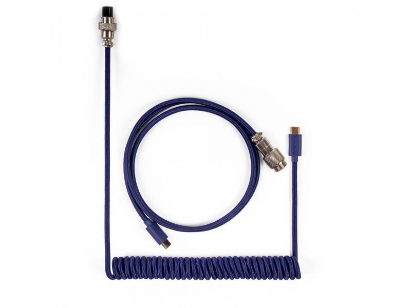 Кабел за клавиатура Keychron Coiled Aviator Custom USB Cable, USB-C - USB-C, Син