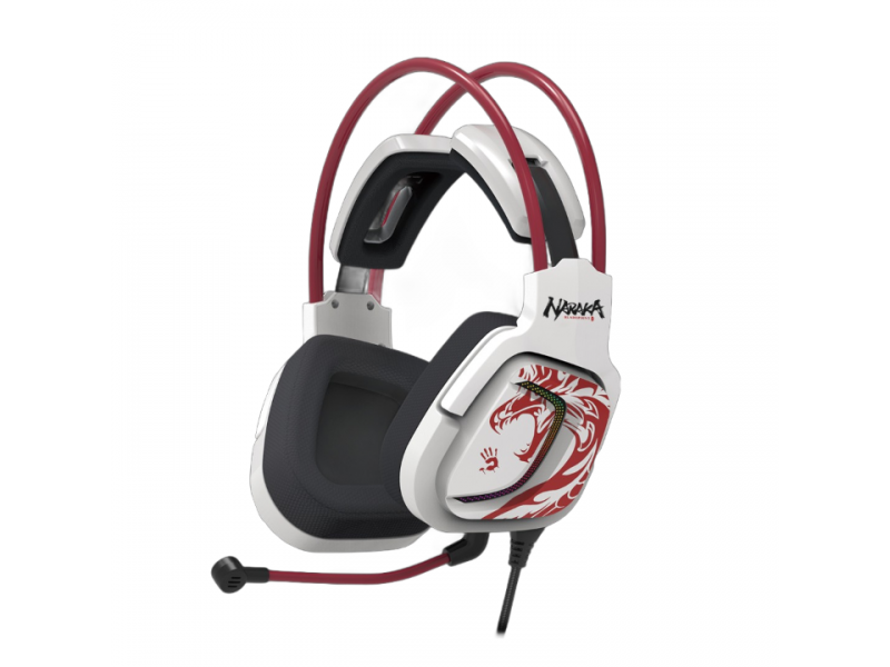 Геймърски слушалки A4TECH Bloody G575 Naraka, USB, 7.1, RGB, Микрофон, Бели