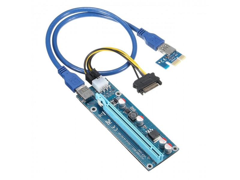 Конвертор Estillo Riser Card 6 Pin, PCI-Е x 1 към PCI-Е x16, USB 3.0