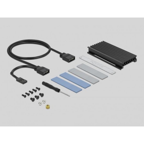 Карта за разширение на слотове Delock, PCI Express x4 към 1 x internal NVMe M.2 Key M, RGB LED, Low Profile