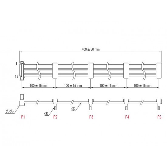 Кабел Power SATA  > 4 x SATA 15 Pin, 40cm