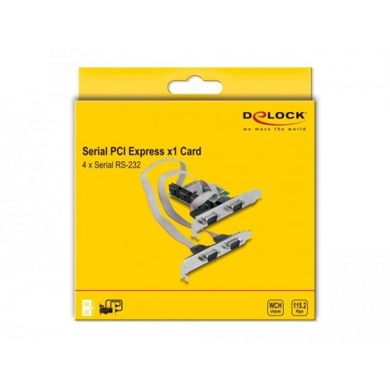 Карта за разширение на слотове Delock, PCI Express Card към 4 x Serial RS-232