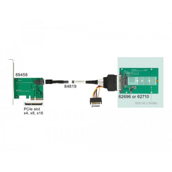 Конвертор DeLock, U.2 SFF-8639 - M.2 NVMe Key M, 2.5