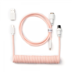 Кабел за клавиатура Keychron Coiled Aviator Straight Custom USB Cable, USB-C - USB-C Light Pink Кабел за клавиатура Keychron Coiled Aviator Straight Custom USB Cable, USB-C - USB-C Light Pink