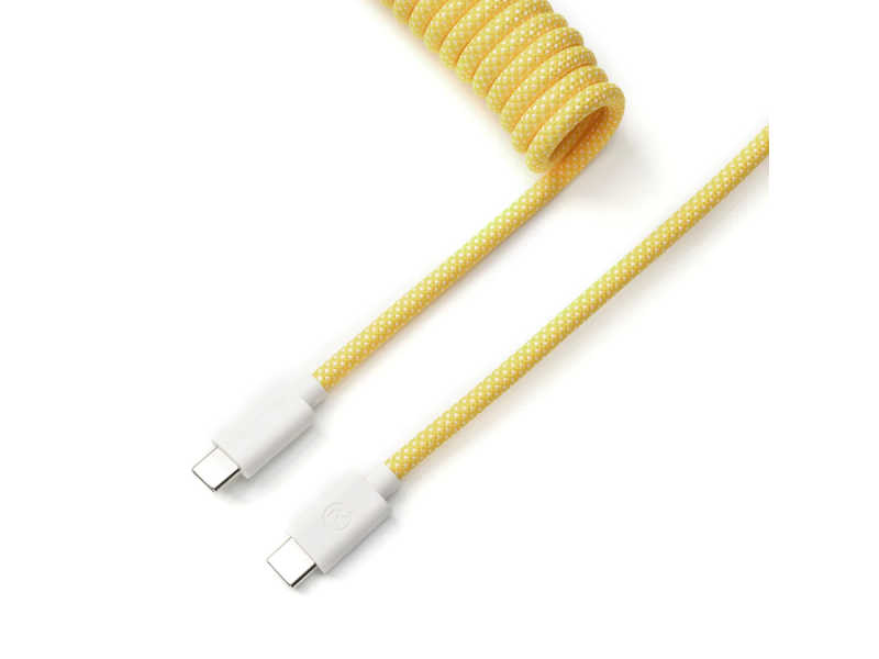 Кабел за клавиатура Keychron Coiled Aviator Straight Custom USB Cable, USB-C - USB-C Yellow