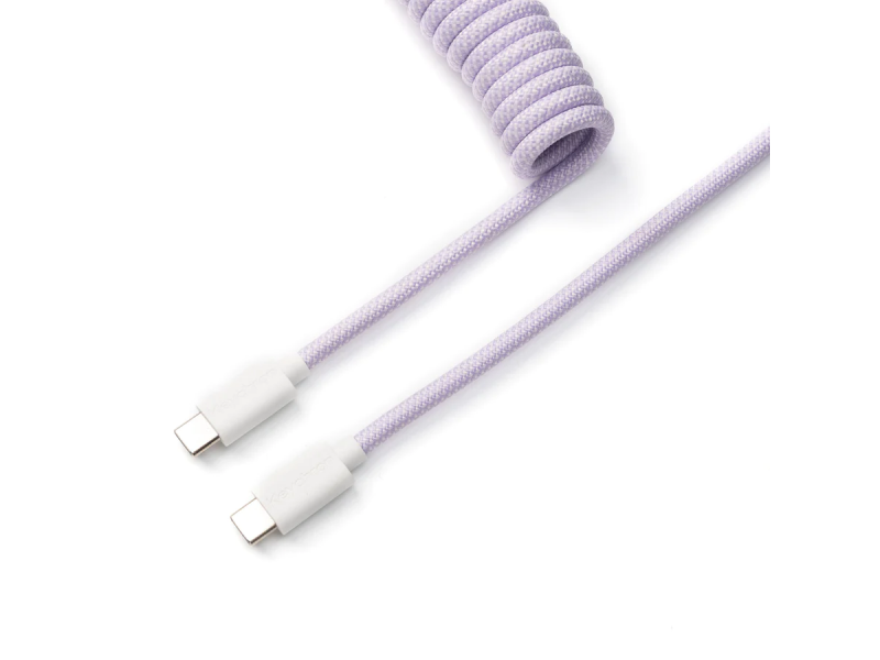 Кабел за клавиатура Keychron Coiled Aviator Straight Custom USB Cable, USB-C - USB-C, Light Purple