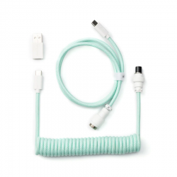 Кабел за клавиатура Keychron Coiled Aviator Straight Custom USB Cable, USB-C - USB-C, Mint Кабел за клавиатура Keychron Coiled Aviator Straight Custom USB Cable, USB-C - USB-C, Mint