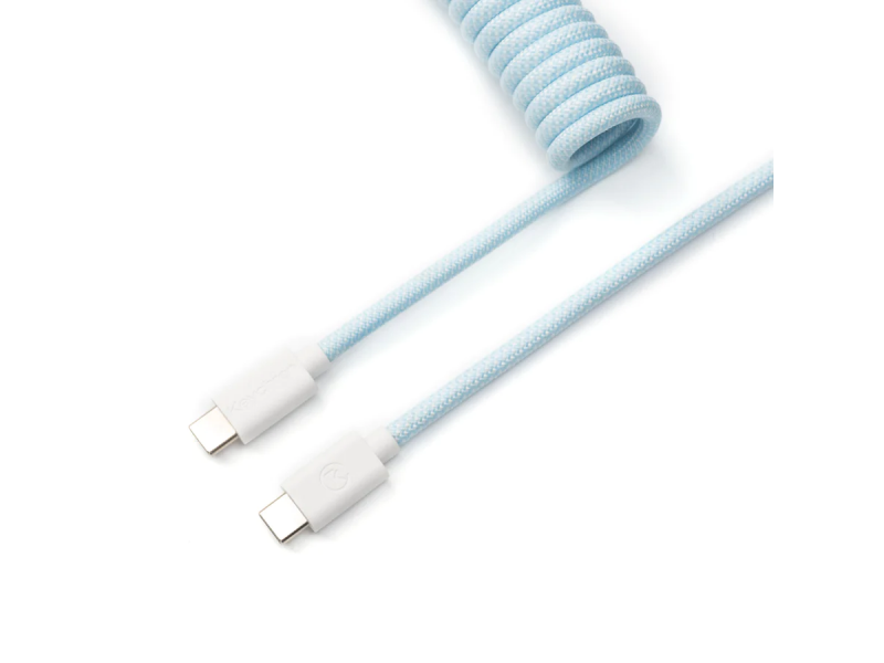 Кабел за клавиатура Keychron Coiled Aviator Straight Custom USB Cable, USB-C - USB-C, Light Blue