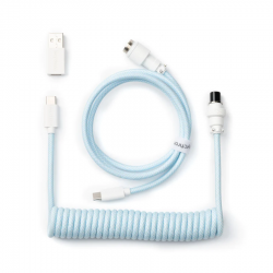Кабел за клавиатура Keychron Coiled Aviator Straight Custom USB Cable, USB-C - USB-C, Light Blue Кабел за клавиатура Keychron Coiled Aviator Straight Custom USB Cable, USB-C - USB-C, Light Blue