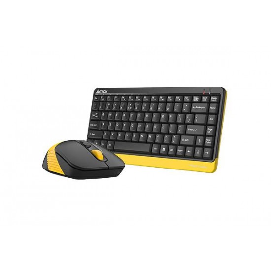 Комплект клавиатура и мишка A4TECH Fstyler F1110, Безжичен, Черен/Жълт
