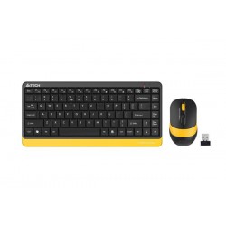 Комплект клавиатура и мишка A4TECH Fstyler F1110, Безжичен, Черен/Жълт