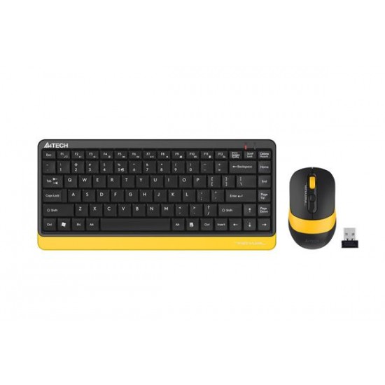 Комплект клавиатура и мишка A4TECH Fstyler F1110, Безжичен, Черен/Жълт