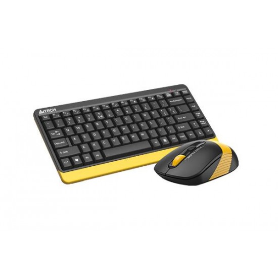 Комплект клавиатура и мишка A4TECH Fstyler F1110, Безжичен, Черен/Жълт