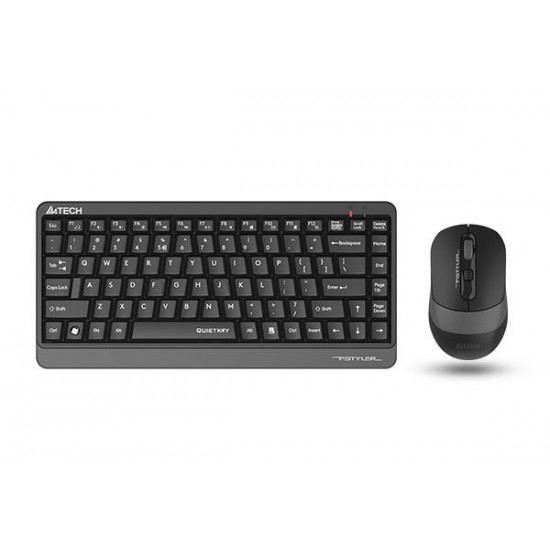 Комплект клавиатура и мишка A4TECH Fstyler F1110Q, Безжичен, Сива