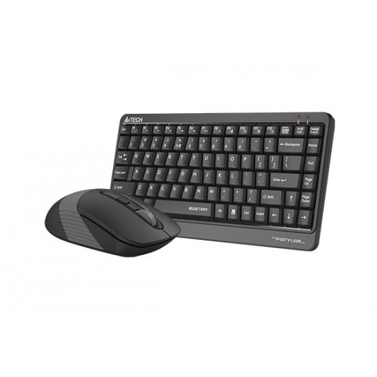 Комплект клавиатура и мишка A4TECH Fstyler F1110Q, Безжичен, Сива