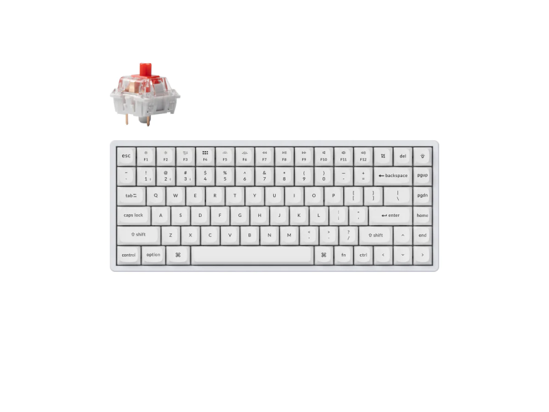 Геймърска механична клавиатура Keychron K2 Pro White QMK/VIA Hot-Swappable K Pro Red Switch, RGB Backlight Plastic Frame
