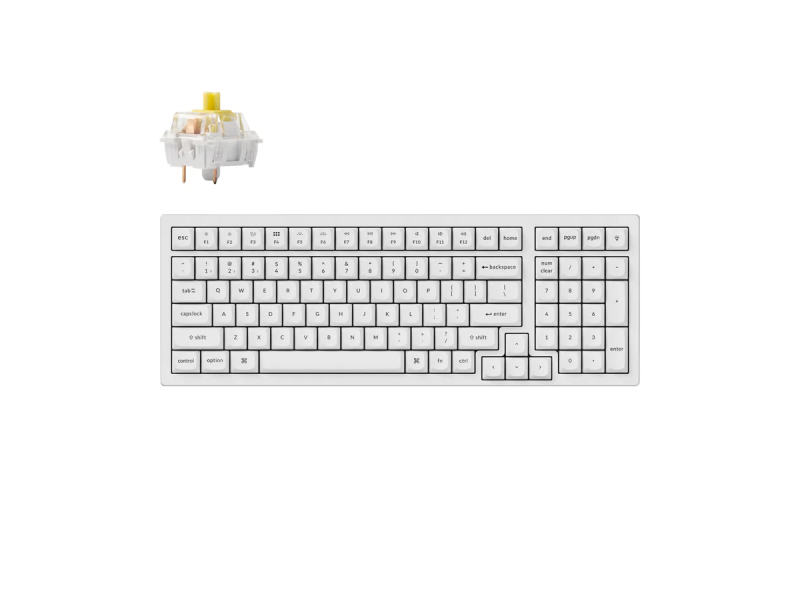 Геймърска Механична клавиатура Keychron K4 Pro White Hot-Swappable Full-Size K Pro Banana Switch White LED