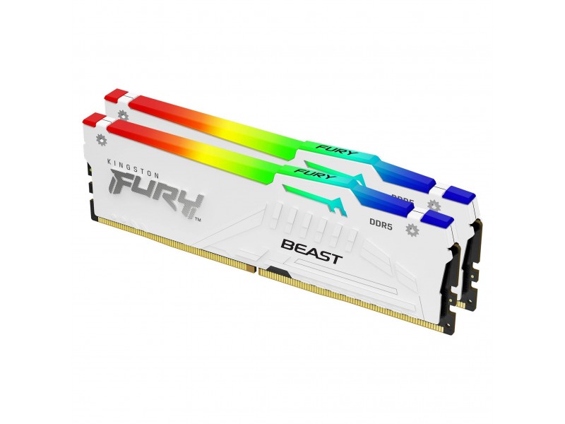 Памет Kingston FURY Beast White RGB 32GB (2x16GB) DDR5 6000MHz CL30 KF560C30BWEAK2-32 - XMP