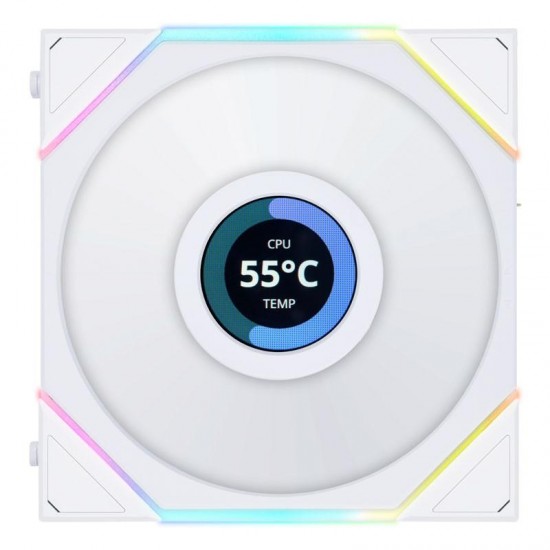 Комплект 3 броя Вентилатор Lian Li UNI FAN TL LCD 120mm - White