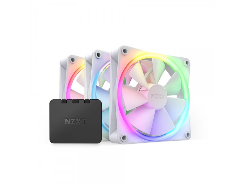Комплект вентилатори NZXT F120 RGB White 3 броя и NZXT RGB контролер