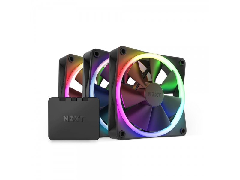Комплект вентилатори NZXT F120 RGB Black 3 броя и NZXT RGB контролер