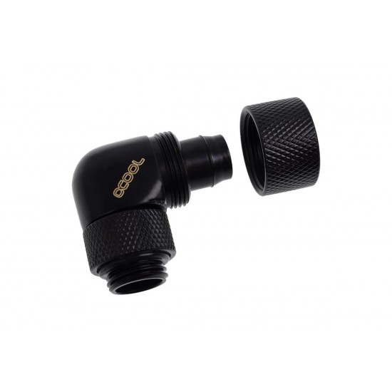 Фитинг Alphacool Eiszapfen, Удължител, 90°, 13/10mm, G1/4, Черен мат