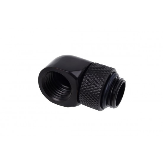 Въртящ се L-конектор Alphacool Eiszapfen, G1/4 AG auf G1/4 IG, Черен мат