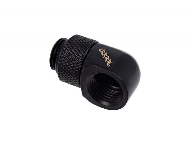 Въртящ се L-конектор Alphacool Eiszapfen, G1/4 AG auf G1/4 IG, Черен мат
