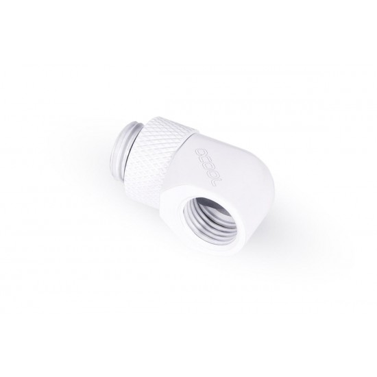 Въртящ се L-конектор Alphacool Eiszapfen, G1/4 AG auf G1/4 IG, Бял