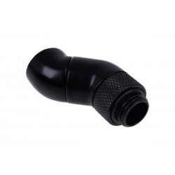 Ъглов адаптер Alphacool Eiszapfen, 2 x 45°, G1/4 външна към G1/4 вътрешна резба, Черен мат