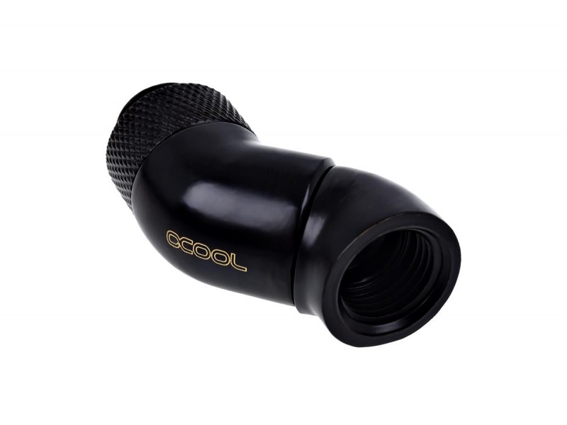 Ъглов адаптер Alphacool Eiszapfen, 2 x 45°, G1/4 външна към G1/4 вътрешна резба, Черен мат