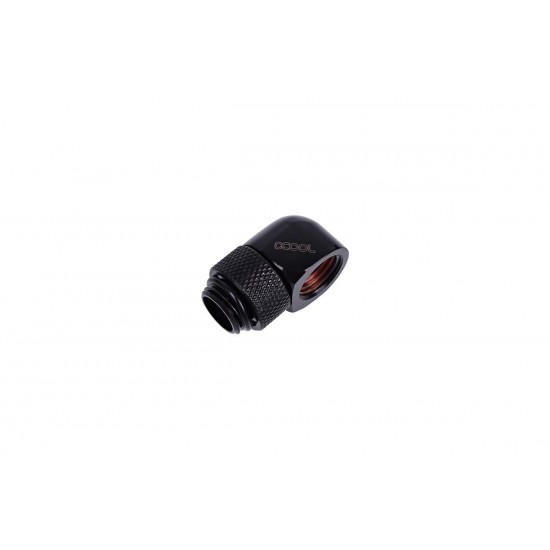 L-конектор Alphacool HF, Въртящ се, G1/4 външна към G1/4 вътрешна резба, Черен мат