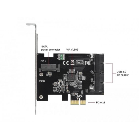 Карта Delock, PCI Express x1 към USB 3.0 Pin Header