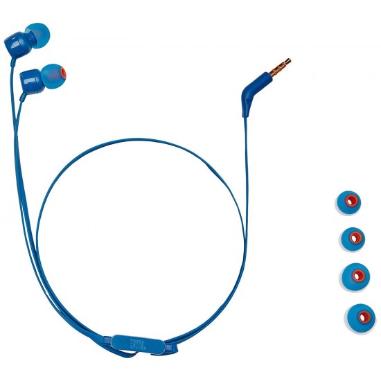 Слушалки JBL T110, In Ear, Син