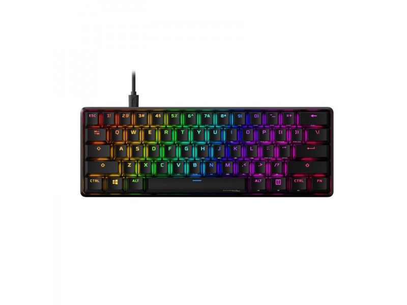 Геймърскa механична клавиатура HyperX Alloy Origins 60, HyperX червени суичове, Черен
