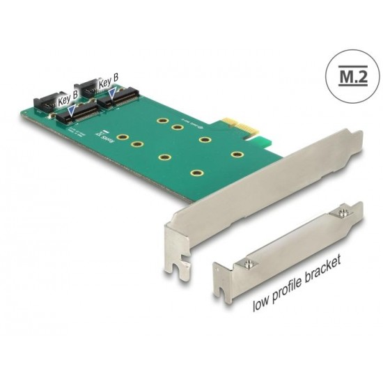 Карта Delock PCI Express x1 - 2 x internal M.2 Key B 110 mm, Low Profile Form Factor
