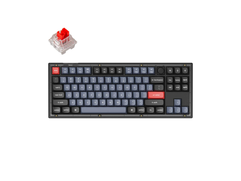 Геймърска Механична клавиатура Keychron V3 TKL Knob QMK Frosted Black Translucent, Keychron K Pro Red Switch, RGB Backlight