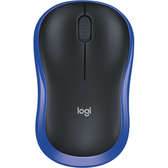 Безжична оптична мишка LOGITECH M185, USB, Син/Черен