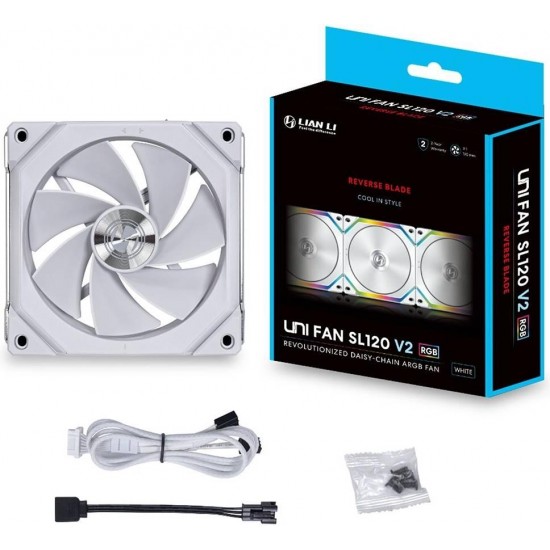 Вентилатор Lian Li Uni Fan SL V2, 120mm, aRGB, Бял