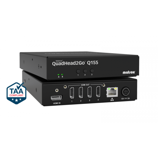 Външен мулти-дисплей адаптер Matrox QuadHead2GO Q155 Multi-Monitor Q2G-H4K2 за едновременна работа на 4 мониторa с HDMI вход